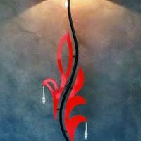 Lampada a stelo in ferro battuto con paralume