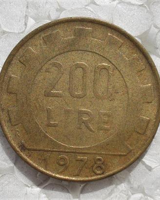 Moneta da 200 lire repubblica italiana 1978 / 7h