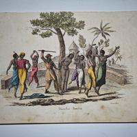 1843 Incisione Acquerellata Rituale "Mombo Iombo"
