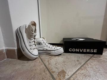 converse bianche platform