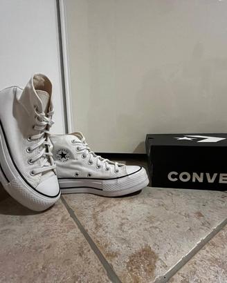 converse bianche platform