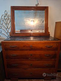 Credenza anni '40 con specchio e piano in marmo
