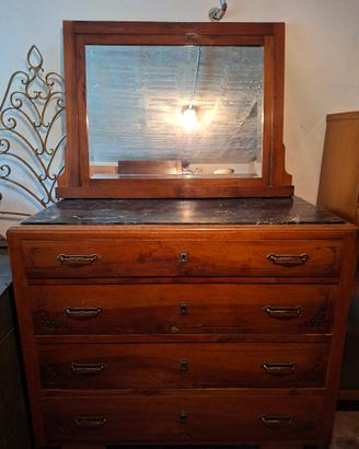 Credenza anni '40 con specchio e piano in marmo
