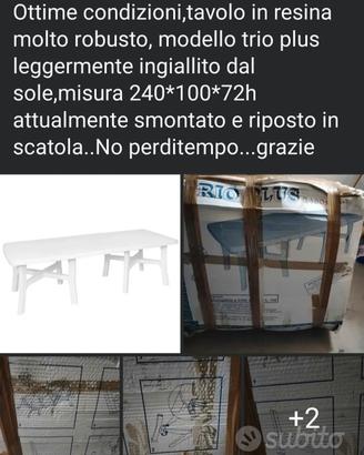 Tavolo da Giardino in Resina Bianco - Grande (240x