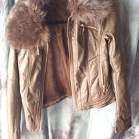 NEW AGE giacca donna ecopelle collo pelliccia