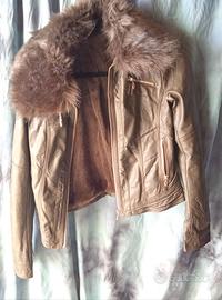 NEW AGE giacca donna ecopelle collo pelliccia