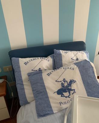 Letto singolo in ecopelle blu