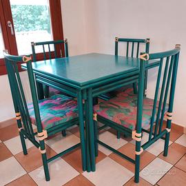 TAVOLO RATTAN ESTENSIBILE BAMBOO ARTIGIANALE SEDIE