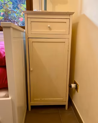 Comodino legno/ mobiletto bianco