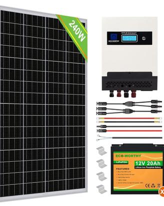 Kit fotovoltaico completo pannelli inverter accum.
