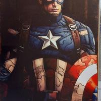 Quadro Capt. America effetto invecchiato, cm 30x20