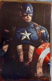 Quadro Capt. America effetto invecchiato, cm 30x20