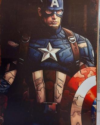 Quadro Capt. America effetto invecchiato, cm 30x20