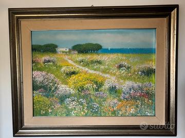 Antonio Pani - Paesaggio Fiorito - Olio su Tela