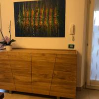 credenza rovere rustico ante inclinate gambe accia