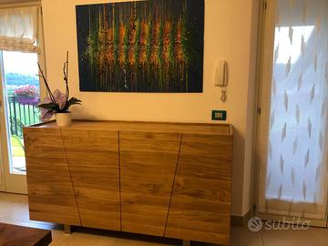 credenza rovere rustico ante inclinate gambe accia