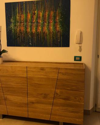 credenza rovere rustico ante inclinate gambe accia
