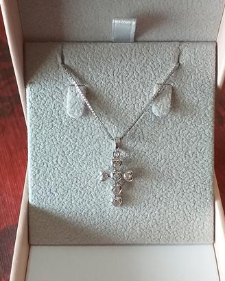 collana in arg.925 croce cuori