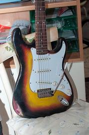 Chitarra elettrica stile Stratocaster, relic sunbu