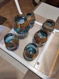 Set di sei calici da cognac anni 50 di colore blu