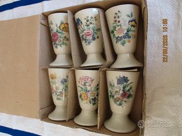 Set 6 Tazze Mazagran Vintage in Ceramica a Motivi
