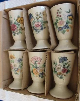Set 6 Tazze Mazagran Vintage in Ceramica a Motivi