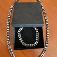 Bracciale + catena man code acciaio