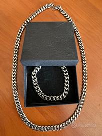 Bracciale + catena man code acciaio