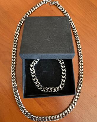 Bracciale + catena man code acciaio