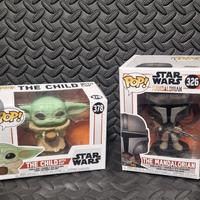Coppia Funko Pop Star Wars Child e Mandalorian
