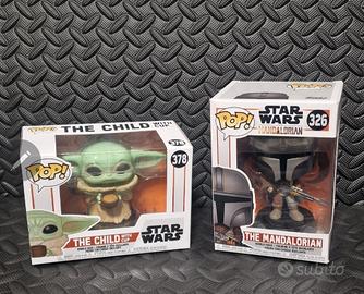 Coppia Funko Pop Star Wars Child e Mandalorian