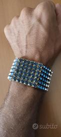 Bracciale vintage con pietre blu e bianche 