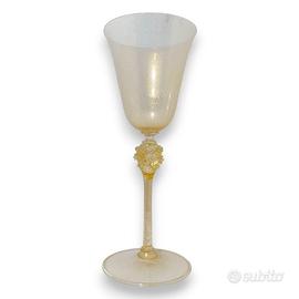 Bicchiere Calice vetro soffiato MURANO con ORO
