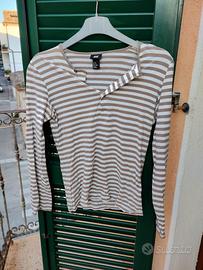 Maglia H&M a righe beige e bianche
