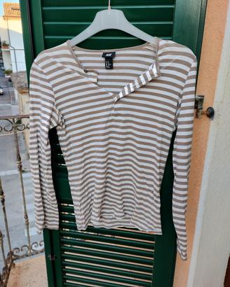 Maglia H&M a righe beige e bianche