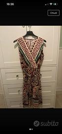 vestito midi fantasia multicolor con cintura