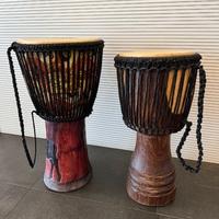 Coppia bonghi africani in legno.