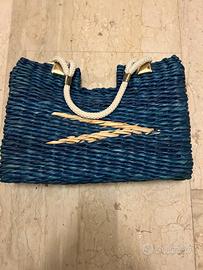 BORSA IN VIMINI BLU