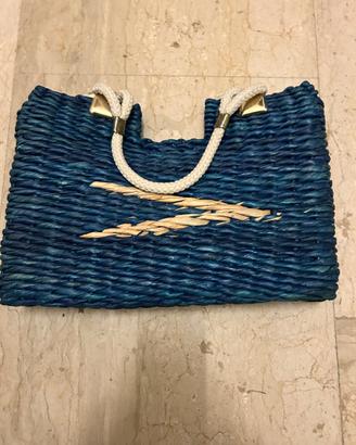BORSA IN VIMINI BLU