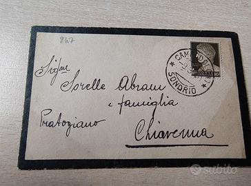 Busta a Lutto 1937/38 CAMPODOLCINO per CHIAVENNA -