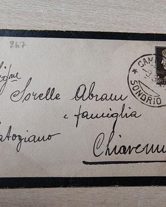 Busta a Lutto 1937/38 CAMPODOLCINO per CHIAVENNA -