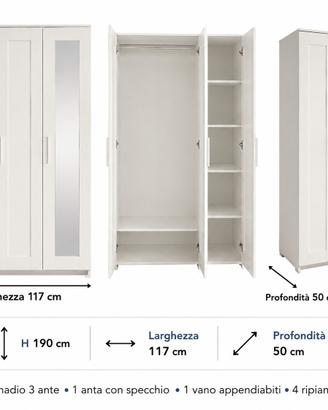 Armadio a 3 Ante  con specchio