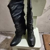 Stivali vintage donna pelle nero