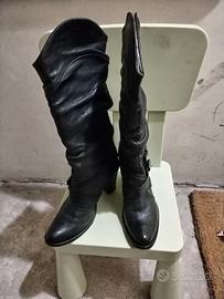 Stivali vintage donna pelle nero