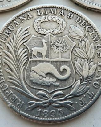 Moneta Argento  1 Sol 1895 (Rara)