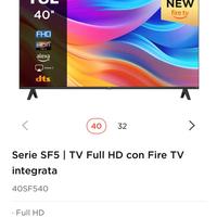 Televisore 40” fullHD, fireTV nuovissimo mai usato