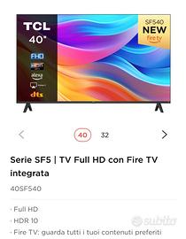 Televisore 40” fullHD, fireTV nuovissimo mai usato