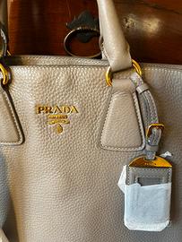 Prada shopping bag tortora vitello martellato