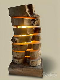 Lampada in legno d’olivo