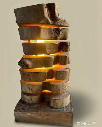 Lampada in legno d’olivo